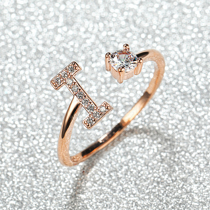Brass Micro Pave Cubic Zirconia Cuff Rings for Women FS-WGA4C54-09-1