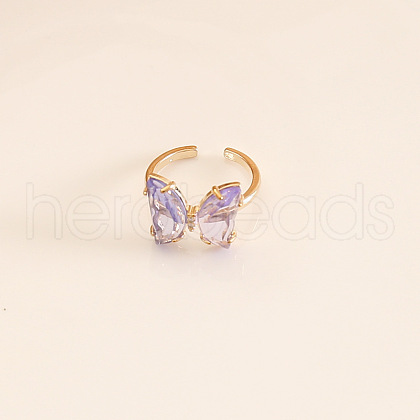 Butterfly Brass Glass Cuff Rings WGB6B8C-03-1