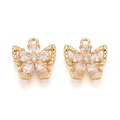 Brass Micro Pave Cubic Zirconia Charms KK-N262-111B-G-1