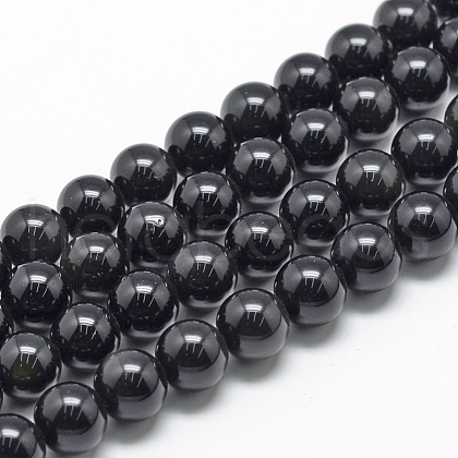 Natural Obsidian Beads Strands G-R446-4mm-24-1