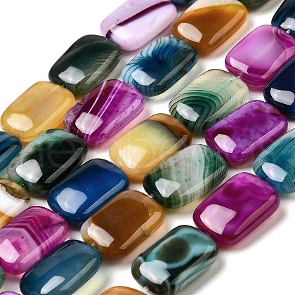 Natural Striped Agate/Banded Agate Beads Strands G-B137-B01-01A-1