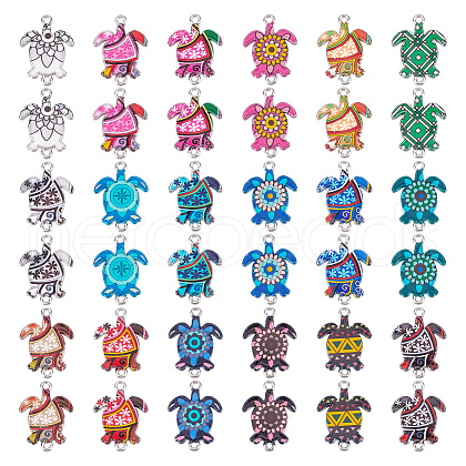 ARRICRAFT 36Pcs 18 Styles Alloy Enamel Printed Connector Charms ENAM-AR0001-40-1