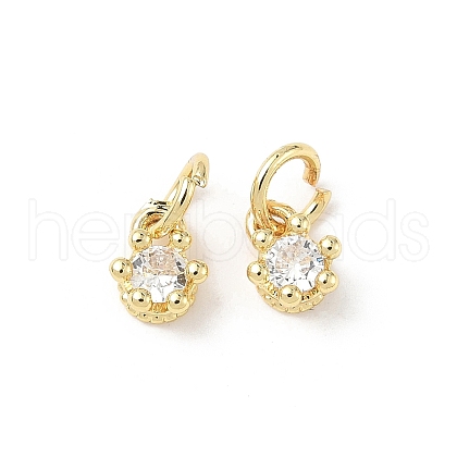 Brass Micro Pave Cubic Zirconia Charms KK-C104-07G-1