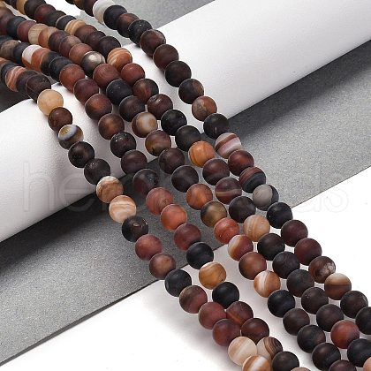 Natural Striped Agate/Banded Agate Beads Strands G-B079-C02-01-1