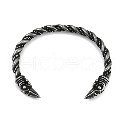Viking 304 Stainless Steel Twisted Eagle Open Cuff Bangles for Men BJEW-U001-02AS-1