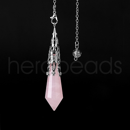 Natural Rose Quartz Dowsing Pendulum Big Pendants PW-WGF0B2B-06-1