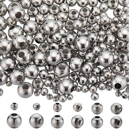 SUNNYCLUE 500Pcs 6 Style 304 Stainless Steel Round Seamed Beads STAS-SC0006-94-1