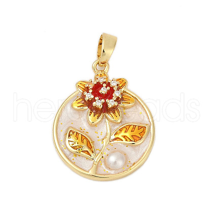 Brass Micro Pave Cubic Zirconia Pendants KK-U068-08G-02-1