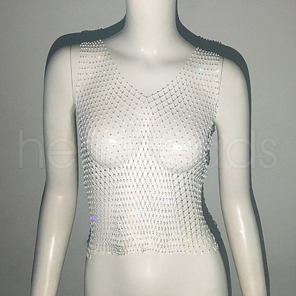 Polyester Cyrstal Rhinestone Vest Body Chains WG96638-15-1