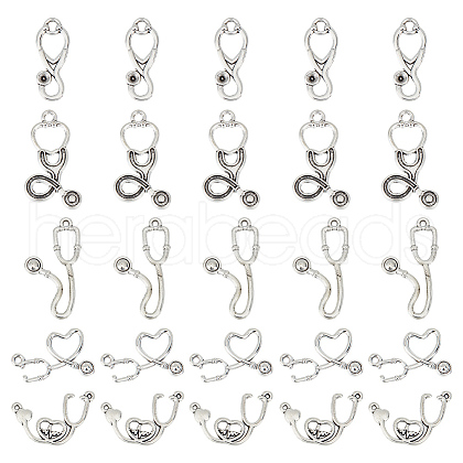 GOMAKERER 100Pcs 5 Style Tibetan Style Alloy Pendants & Pendant Rhinestone Settings TIBEP-GO0001-04-1