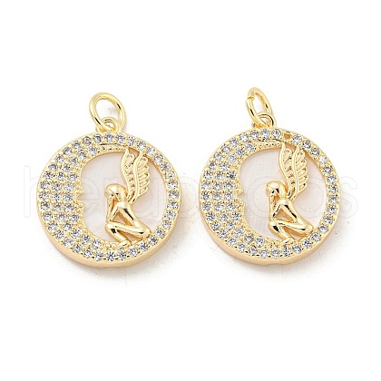 Brass Micro Pave Clear Cubic Zirconia Pendants KK-L211-018G-01-1