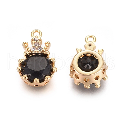 Brass Glass Pendants KK-P138-09G-1