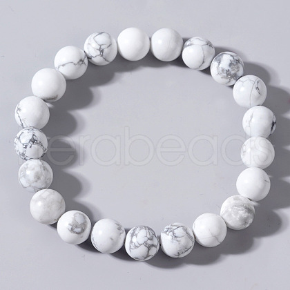Synthetic Howlite Beads Stretch Bracelets for Men MD7707-1-1