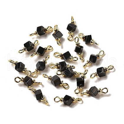 Natural Black Agate Connector Charms FIND-C046-08G-1