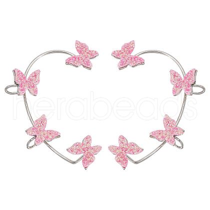 SUNNYCLUE 2Pcs 2 Styles Bling Butterfly Cuff Earrings EJEW-SC0001-26B-1