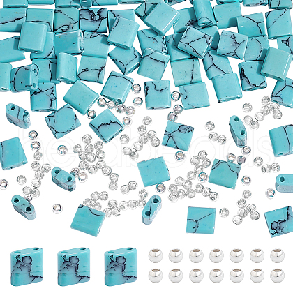  1 Strand Rectangle Synthetic Turquoise Beads Strands G-NB0005-57-1