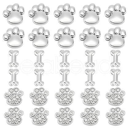 SUNNYCLUE 30Pcs 3 Styles Alloy Rhinestone Slide Charms FIND-SC0010-34-1