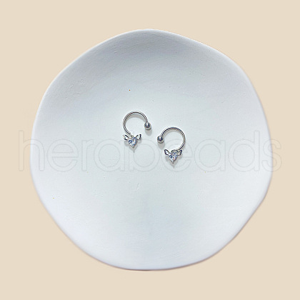 316L Surgical Stainless Steel Clear Cubic Zirconia Nipple Nail Rings WG097EA-03-1