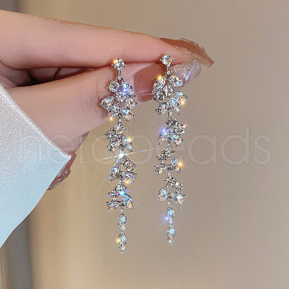 Alloy Rhinestone Tassel Dangle Earrings FS-WG3A30F-01-1