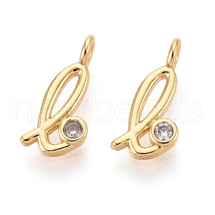Brass Micro Pave Cubic Zirconia Charms KK-N263-97G-L-1