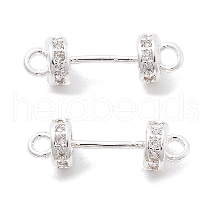 Brass Micro Pave Clear Cubic Zirconia Connector Charms KK-B134-43S-1