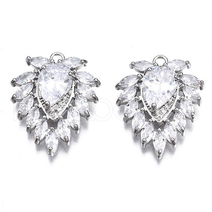 Brass Micro Pave Clear Cubic Zirconia Pendants ZIRC-S069-007P-1