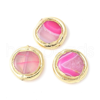 Electroplated Natural Banded Agate/Striped Agate Beads KK-P305-06G-1