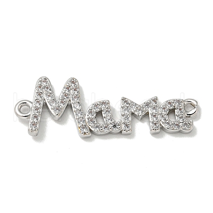 Mother's Day Brass Micro Pave Clear Cubic Zirconia Connector Charms KK-K378-12P-1