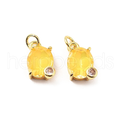 Oval Brass Micro Pave Cubic Zirconia Pendants KK-L237-020G-04-1