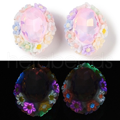 Handmade Luminous Polymer Clay Rhinestone Beads CLAY-H003-05C-1