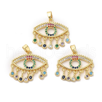 Brass Micro Pave Colorful Cubic Zirconia Pendants KK-E068-VA187-2-1