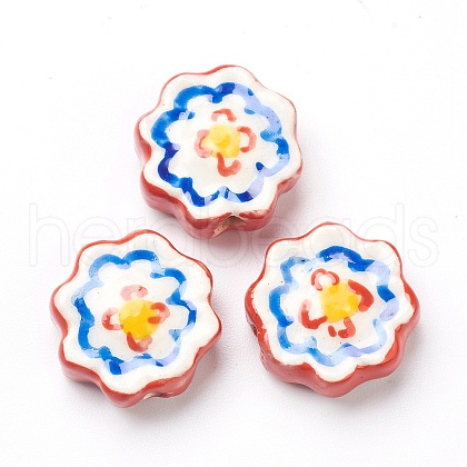Handmade Porcelain Flower Beads PORC-J008-04D-1