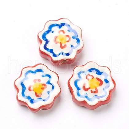 Handmade Porcelain Flower Beads PORC-J008-04D-1