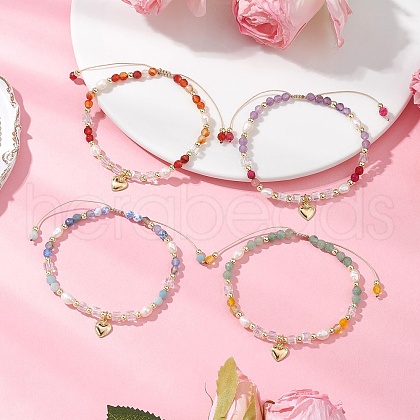 Natural Round Mixed Gemstone Beads Braided Beads Bracelets for Women BJEW-JB11658-1