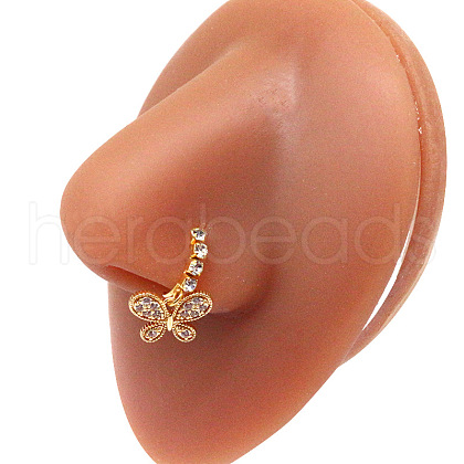 316L Surgical Stainless Steel Cubic Zirconia Dangle Hoop Nose Ring with Charms WG2DADE-34-1
