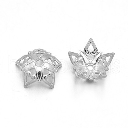 Filigree 5-Petal Brass Bead Caps KK-N0088-21P-1