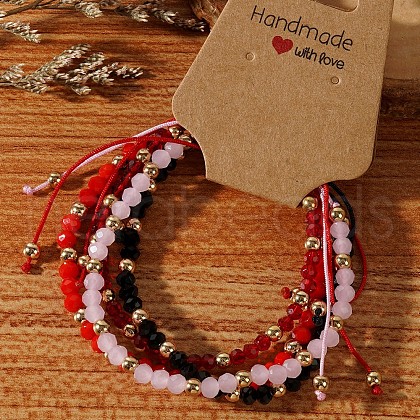 Handmade Summer Vacation Style Synthetic Quartz Braided Beaded Bracelet Sets for Women Girl LE3728-1-1
