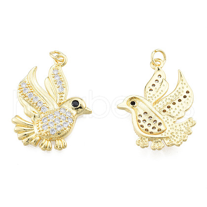 Brass Micro Pave Clear Cubic Zirconia Pendants ZIRC-N039-243-1