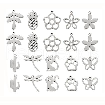 Non-Tarnish 100Pcs 10 Style 304 Stainless Steel Pendants STAS-LS0001-39-1
