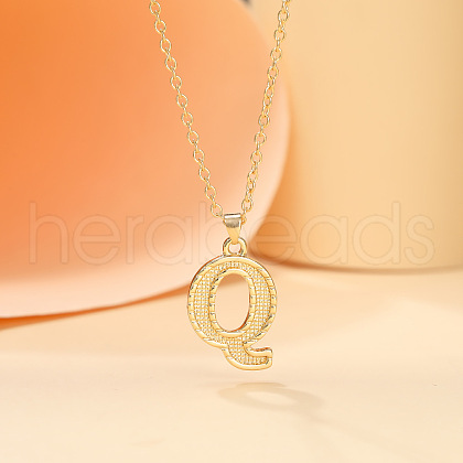 Alloy Textured Initial Pendant Necklaces FS-WG9837C-17-1