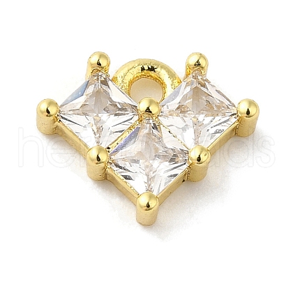 Real 18K Gold Plated Rack Plating Brass Micro Pave Cubic Zirconia Charms KK-F854-13G-05-1