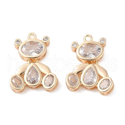 Brass Inlay Clear Glass Pendants KK-S388-04G-1
