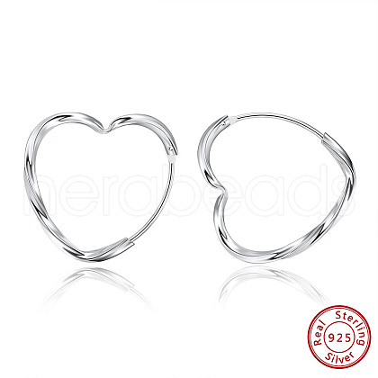 Rhodium Plated 925 Sterling Silver Hoop Earrings STER-M116-01P-1