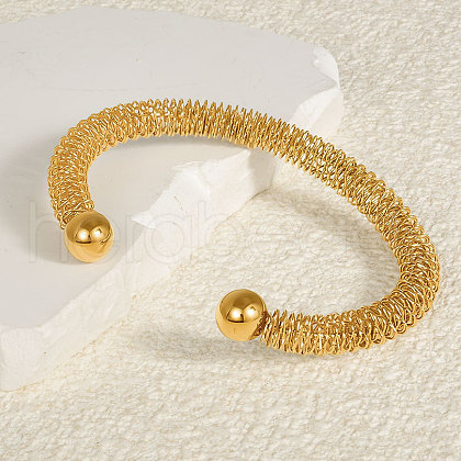 304 Stainless Steel Coil Cuff Bangles for Women BX6193-2-1