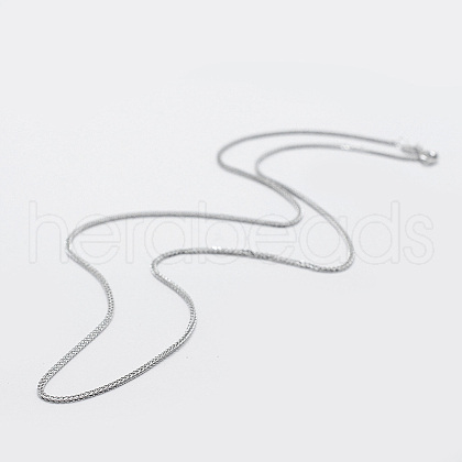 Anti-Tarnish Rhodium Plated 925 Sterling Silver Chain Necklaces STER-F039-55cm-02P-1