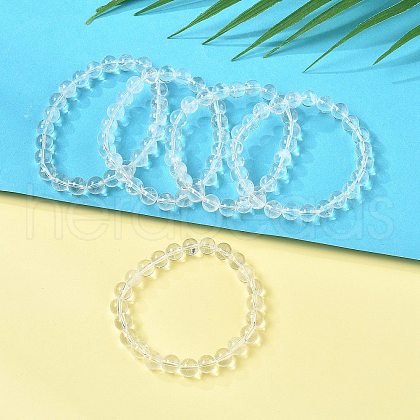 Natural Quartz Crystal Beaded Stretch Bracelets BJEW-Q692-46-8mm-1