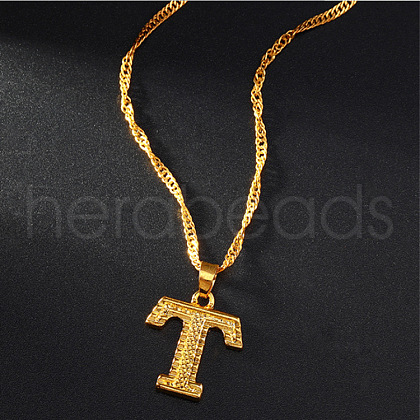 Brass Initial Pendant Necklaces FS-WG68BA5-20-1
