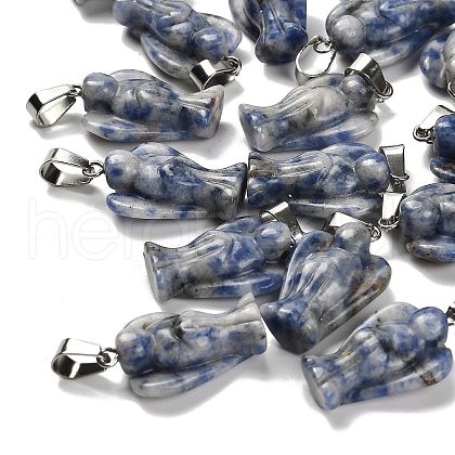 Natural Blue Spot Jasper Pendants G-B127-10P-02-1