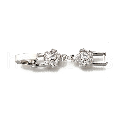 Brass Micro Pave Clear Cubic Zirconia Fold Over Clasps KK-R222-06P-1