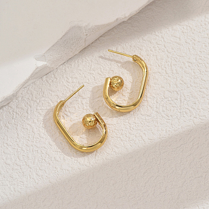 Stainless Steel Round Stud Earrings OW7150-1